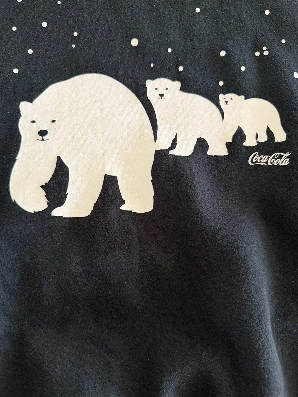 Coca Cola Black Sweatshirt with White Polar Bear Graphic